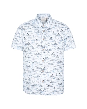 'Preston Illustration' Men's Shirt Breathable Summer Holiday Top White