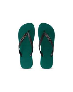 Zilverkleurige kleine teenslipper bosgroen