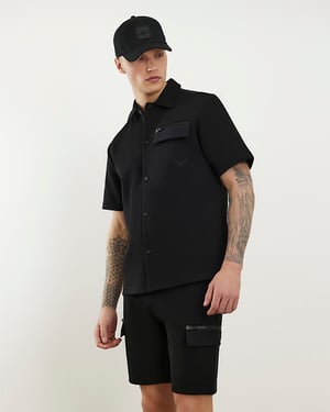 River Island Mens Shirt Black Regular Fit Premium Short Sleeve
