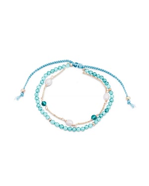 Luxenter armband, metaallegering en amazoniet, 18K vergulde afwerking