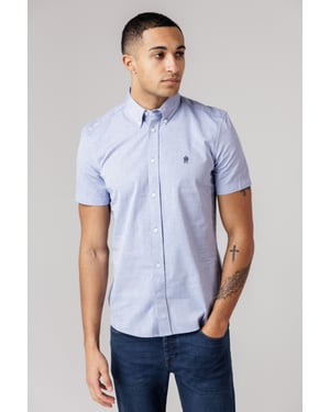 Navy Cotton Short Sleeve Oxford Shirt