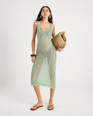 River Island Womens Maxi Beach Dress Green Sleeveless Lurex
