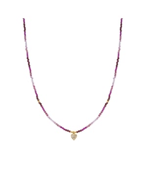 Luxenter Sterling Zilver 925 en Rose Kristal ketting afgewerkt met 18k geel goud - Hart
