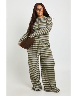 Plus Stripe Wide Leg Trousers