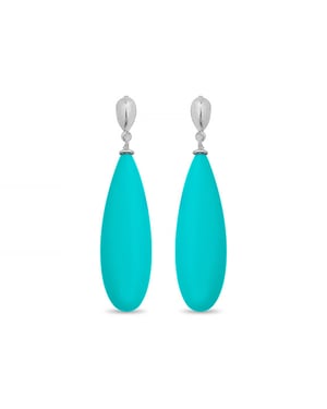 Luxenter oorbellen, 925 sterling zilver, adak en turkoois, gerhodineerd afgewerkt