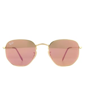 Ray-Ban Zonnebril Hexagonal 3548N 001/Z2 Goud Koperen Flash Mirror