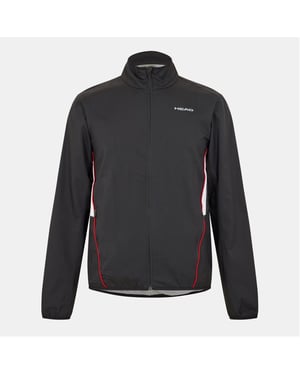 Men's Head Solid Patterned Zipped Pocket Track Jacket in Black