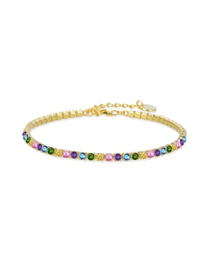 Luxenter 925 Sterling zilveren armband met multicolour zirkonia afgewerkt in 18K geel goud - Tahu