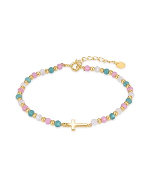 Luxenter 925 Sterling Zilveren Armband met Veelkleurig Kristal afgewerkt in 18K geel goud - Liwa