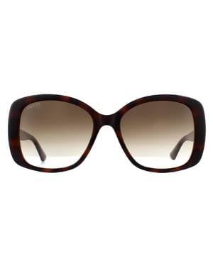 Gucci Vlinder Dames Havana Bruin Gradient Zonnebril