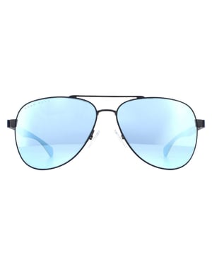 Hugo Boss Aviator Mens Matte Blue Blue Mirror Sunglasses