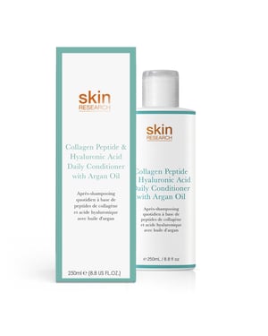 Skin Research Collagen Peptide & Hyaluronic Acid Daily Conditioner with Argan Oil 250ml for Hair Suppleness, Detangling, Moisture Retention