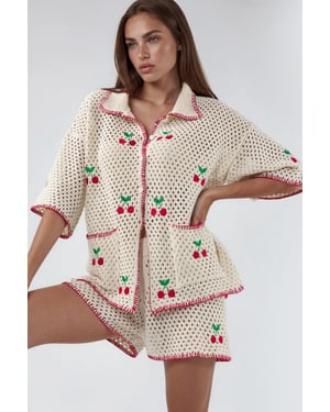 Embroidered Polo Collar Two-Piece Coord Set