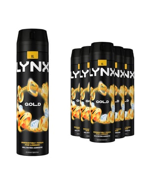 6 Pack Lynx XL Body Spray Deodorant, 200ml [Buy Six - Gold]