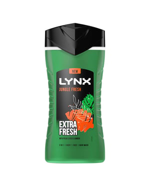 Lynx 3 in 1 Body, Face & Hair Wash Shower Gel Extra Fresh Jungle Fresh 225ml