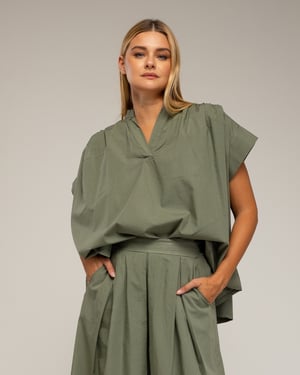 Oversized korte mouwen top met plooien