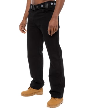 Enzo | Men's Regular Fit Denim Jeans With Belt - Black