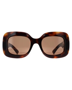 Gucci Vierkant Dames Havana met Zilver Bruin GG1695S