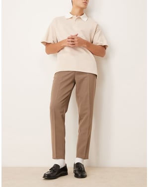 ASOS DESIGN smart tapered fit trousers in brown