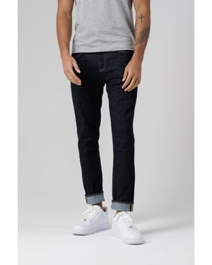 Dark Navy Organic Cotton Blend Skinny Fit Mid-Rise Denim Jeans