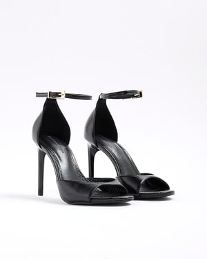 River Island Womens Heels Black Closed Back Open Toe Skinny Shoes