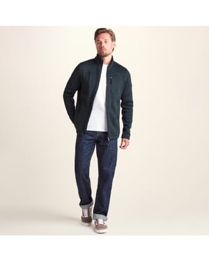 Cresswell Mens Knitlook Fleece Jacket Dark Indigo Marl
