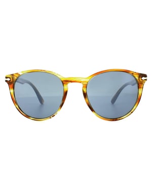 Persol Sunglasses 3152 9043/56 Brown Striped Yellow Blue Anti-Glare