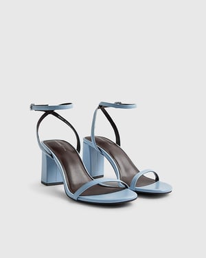 River Island Womens Heels Blue Mid Block Buckle Strap Backless