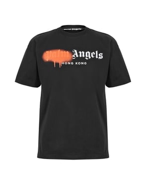 Men's Palm Angels Palm Las Vegas Tee in Black Orange