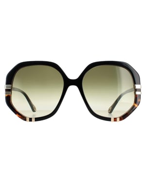 Chloe Square dames glanzende zwarte en schildpad groene gradiënt CH0105S