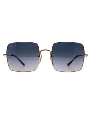 Ray-Ban Square RB1971 914778 gepolijst goud blauw grijs gradiÃ«nt gepolariseerde zonnebril