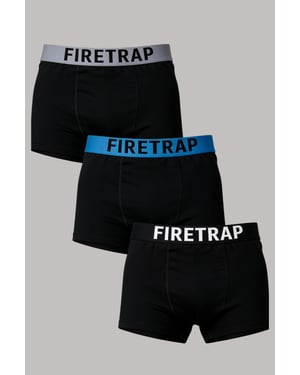 Black 3 Pack Cotton Stretch Boxers With Logo Waistband