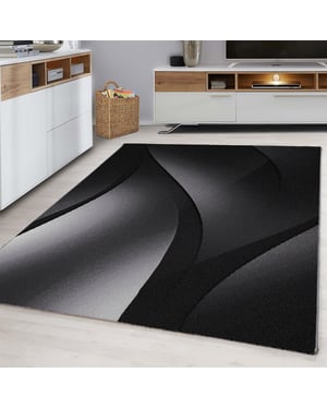 Muratap Plus vloerkleed laagpolig tapijt woonkamer zwart / grijs- 80x150 cm