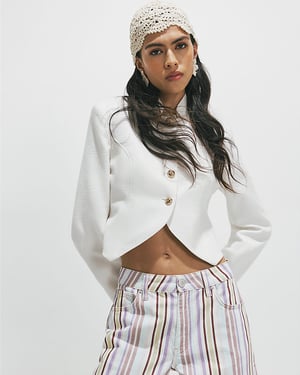 River Island Womens Jacket White Military Long Sleeve Button