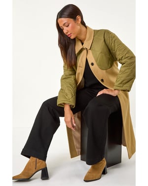 Contrast Quilted Collar Smart Coat