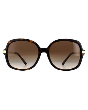Michael Kors Square Womens Dark Tortoise Gold Brown Gradient Sunglasses