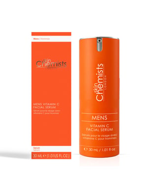 skinChemists Men's Anti-Ageing Vitamin C Facial Serum 30ml for Acne, Blemishes, Large Pores, Brightening