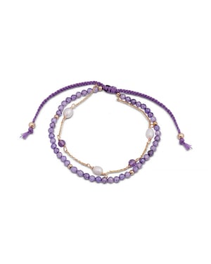 Luxenter armband, metaallegering en amethist zirkonia 18K vergulde afwerking