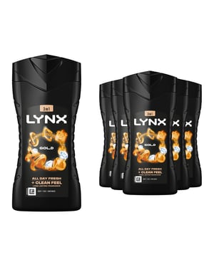 Lynx Gold 12-H Refreshing Fragrance Shower Gel Body Wash for Men, 12x225ml