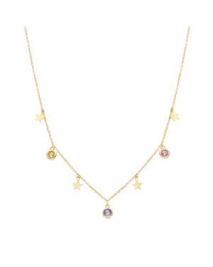 Luxenter Sunah-halsband, tillverkat av flerfärgade zirkonia, 18k guldfinish