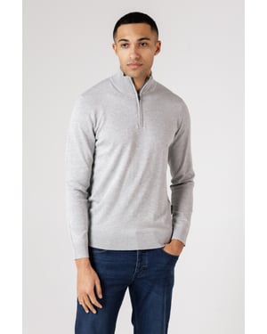 Light Grey 1/2 Zip Knitted Jumper