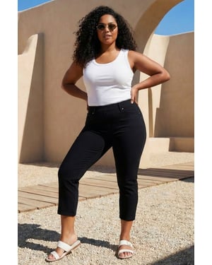 Curve Elastic Waist Cropped Denim Jeggings