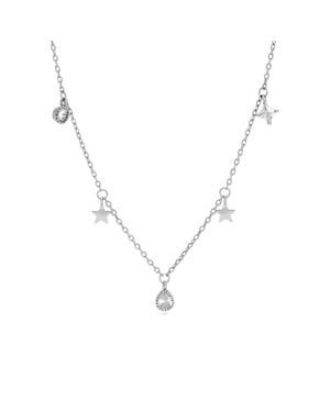 Luxenter Sterling zilveren 925 ketting met gerhodineerde briljant zirkonia - Ster
