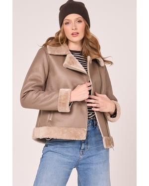Faux Shearling Cropped Aviator