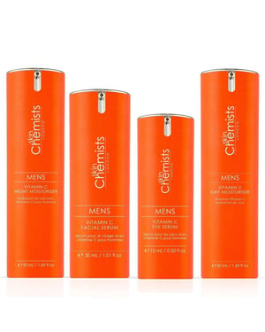 skinChemists Anti-Ageing Men's Vitamin C Full Routine Kit for Acne, Blemishes, Large Pores, Brightening