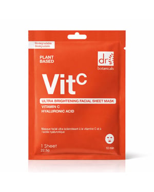 Dr. Botanicals Ultra Brightening Facial Mask with Vitamin C and Hyaluronic Acid for Dryness, Fine Lines, Wrinkles, Brightening