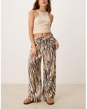 JDY wide leg trousers in tonal zebra print