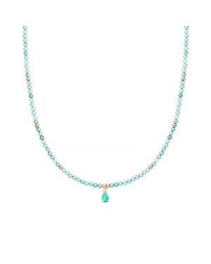 Halsband Luxenter athat tillverkat av metallegering och amazonit 18K guldpläterad finish
