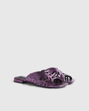 River Island Womens Sandals Purple Butterfly Flat Square