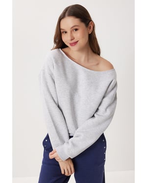 Asymmetrische Kraag Sweatshirt